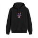 Black Hoodie with Cute Purple Bat Graphic Print