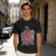 Olive T-Shirt with Dark Fantasy Monster Skeleton Art Print