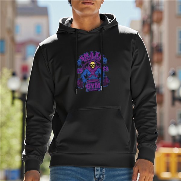 Black hoodie with Skeletor Snake Mountain Gym 1983 graphic