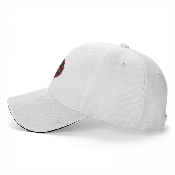 Black baseball cap with devil cat 'Purr Evil' graphic print