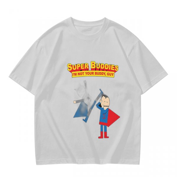 Olive T-Shirt With Super Buddies Superman Parody Print