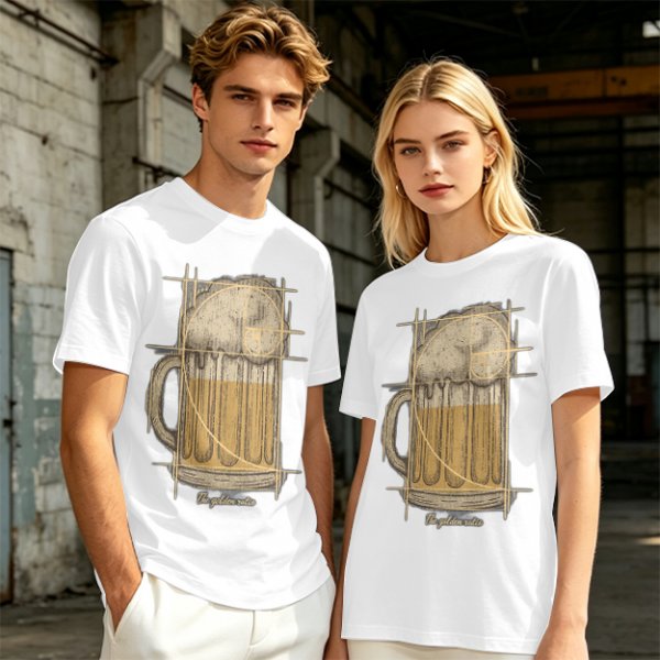 Beer Mug with Golden Ratio Graphic Novelty T-Shirt Print