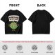 Olive green t-shirt with cartoon apple lifting dumbbells and 'Working on my core' text