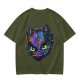 Olive T-Shirt With Neon Toothless Dragon Head Art Print