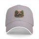 Black baseball cap with skeleton holding coffee and plants design