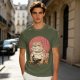 Olive Green T-Shirt With Bulldog Frog Hybrid Graphic Print