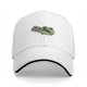 Black baseball cap with cute frog holding 'Don't mess with me' sign