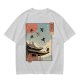 Olive T-Shirt with Ukiyo-e Style Ninja Temple Print