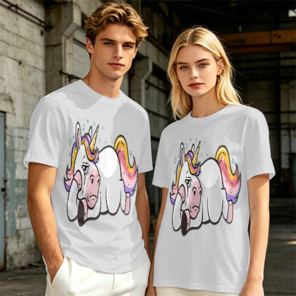 Olive T-shirt with Bored Unicorn Graphic Print