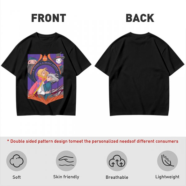 Howl's Moving Castle Characters Graphic Tee for Fans