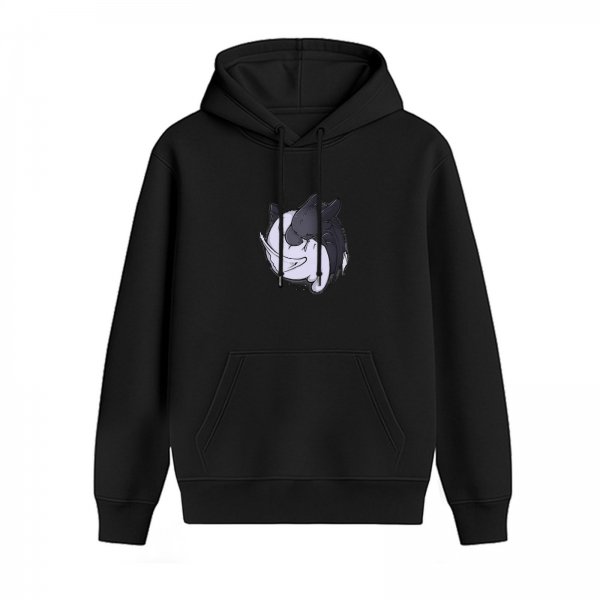 Black Hoodie With Yin Yang Rhino Graphic Print