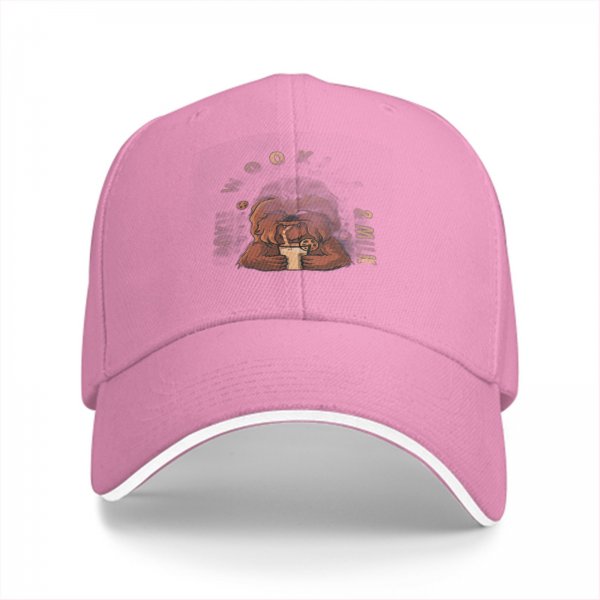 Black baseball cap with Chewbacca drinking milk and cookie graphic