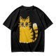 Olive Green T-Shirt With Cute Surprised Yellow Tabby Cat Graphic