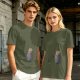 Olive Green T-Shirt With Chibi Bearded Man In Suit Graphic