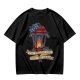 Olive t-shirt with lantern flame graphic and 'I'll follow you into the dark' text