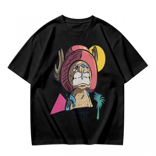 Olive T-shirt with Crying Tony Tony Chopper Graphic Print