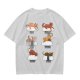 Olive green t-shirt with sushi cat illustrations