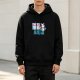 Black Hoodie With Cute Painting Cat Art Print Design