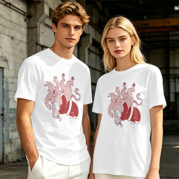 Olive T-Shirt With Krampus And Santa Graphic Print