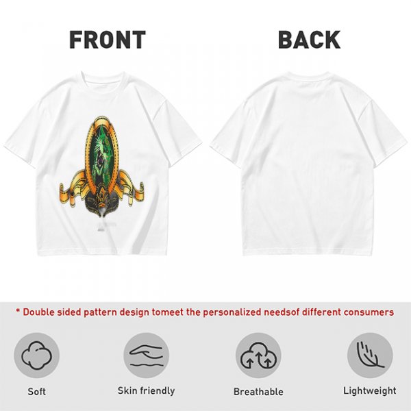 Olive Green T-Shirt With Ornate Golden Frame And Green Wolf Head Print