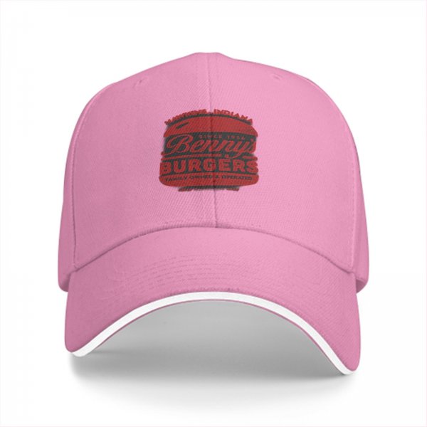 Black baseball cap with Benny's Burgers graphic print