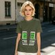 Olive T-shirt with pixel art retro computer characters print