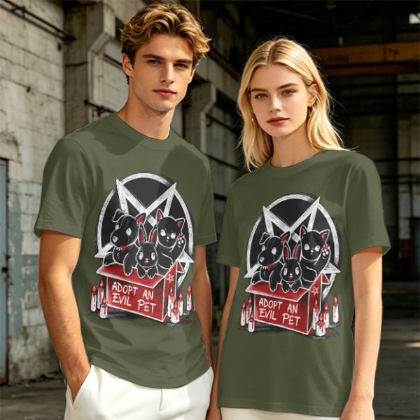 Adopt An Evil Pet T-Shirt With Pentagram And Spooky Animal Art