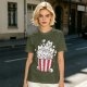 Olive T-Shirt With Cute Kitten Popcorn Bucket Graphic