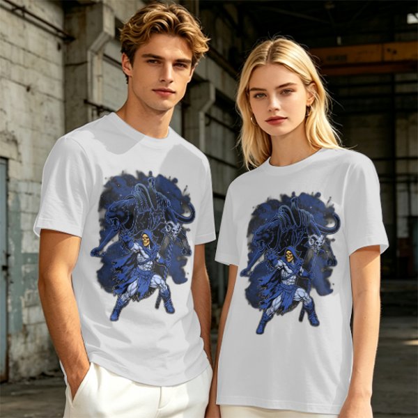 Olive T-Shirt with Skeletor Dark Fantasy Graphic Print