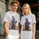 Olive Halloween T-Shirt with Black Cat Witch and Pumpkins