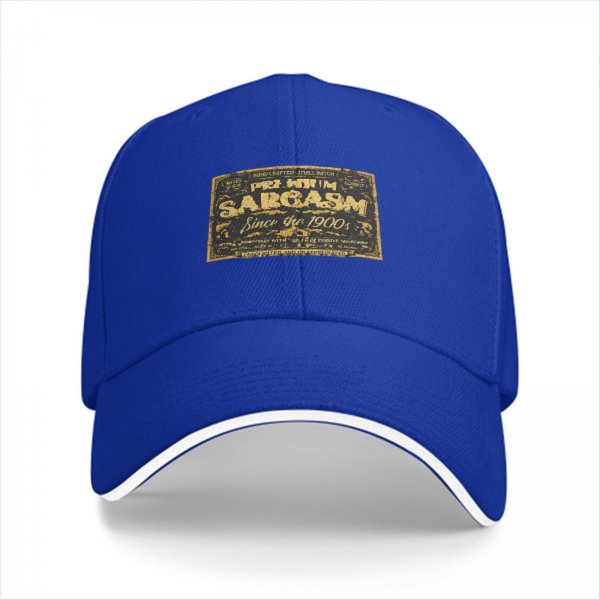 Black baseball cap with 'Sarcasm Since the 1900s' gold graphic