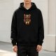 Black Hoodie With Fantasy Cat Themed Graphic Print