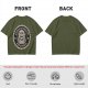 Olive T-shirt with 'Cause of Death No Kisses' Skeleton Graphic