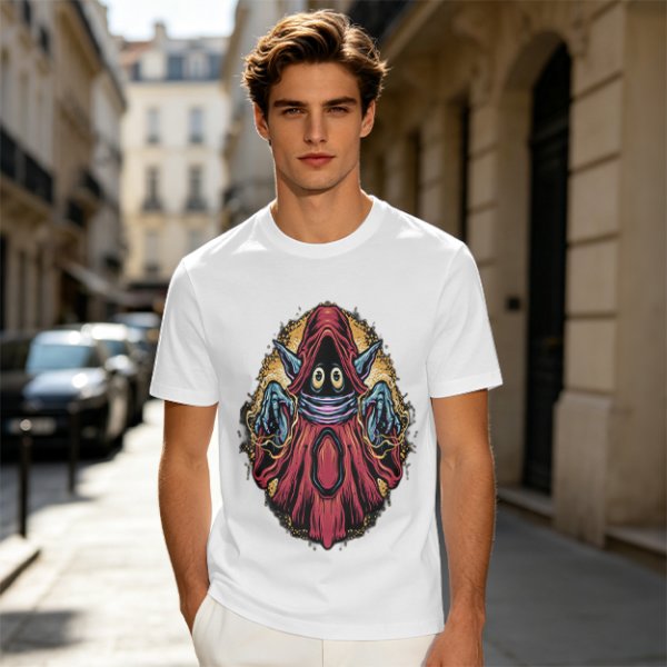 Orc-like magical creature graphic olive green t-shirt
