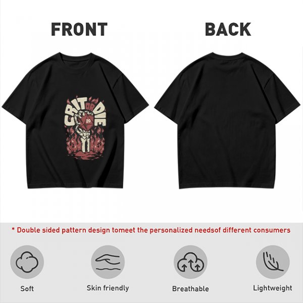 Olive Dungeons and Dragons Crit or Die Skeleton Hand D20 T-Shirt