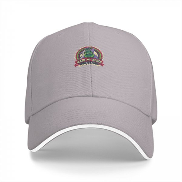 Black baseball cap with retro graphic print design