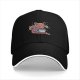 Black baseball cap with cute squirrel holding a steaming tea cup