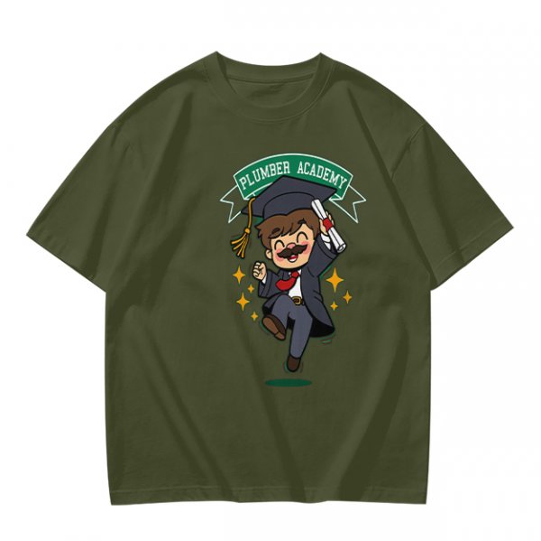 Plumber Academy Graduate Cartoon Character Graphic T-Shirt