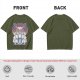 Olive green t-shirt with stained glass style forest spirit anime artwork