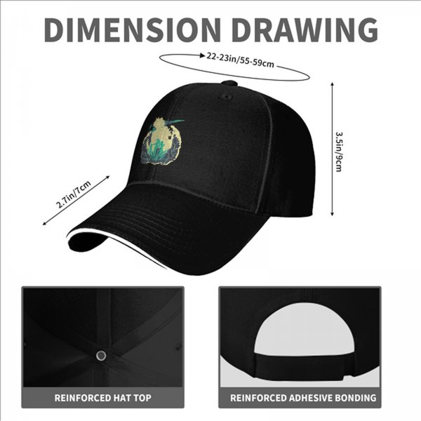 Black Baseball Cap With Anime Character Silhouette Graphic