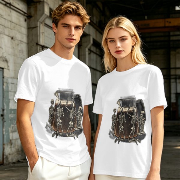 Olive T-Shirt With Skeletons Holding A Beer Pitcher Graphic
