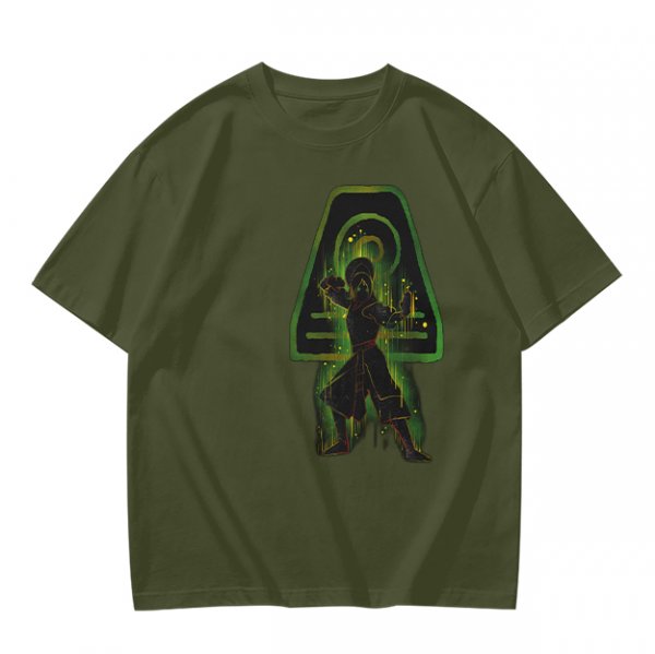 Olive T-shirt with Earth Bender Silhouette Graphic