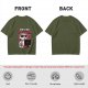 Olive graphic t-shirt with raccoon doing the bare minimum at computer