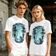 Olive T-Shirt With Silhouetted Forest Scene And Two Figures