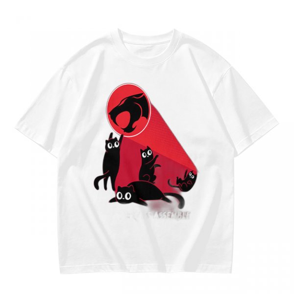 Olive T-Shirt With Black Cats And Red Panther Signal Graphic