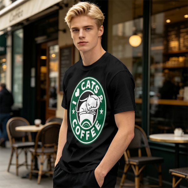 I Love Cats And Coffee Graphic T-Shirt