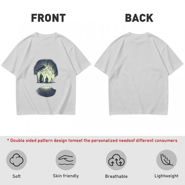 Olive T-Shirt With Skull Silhouette Print Featuring Forest Spirits