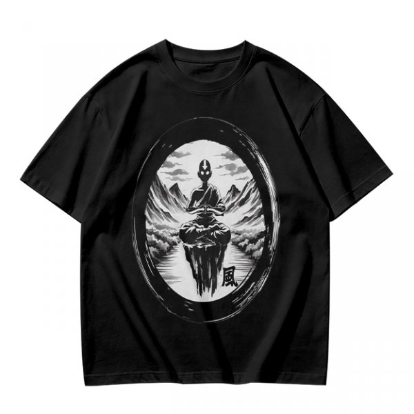 Olive T-shirt with Air Nomad Monk Meditating Ink Art Print