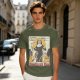 Olive T-shirt with Nunchuck Nun Action Graphic Print