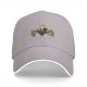Black baseball cap with whimsical frog network graphic design